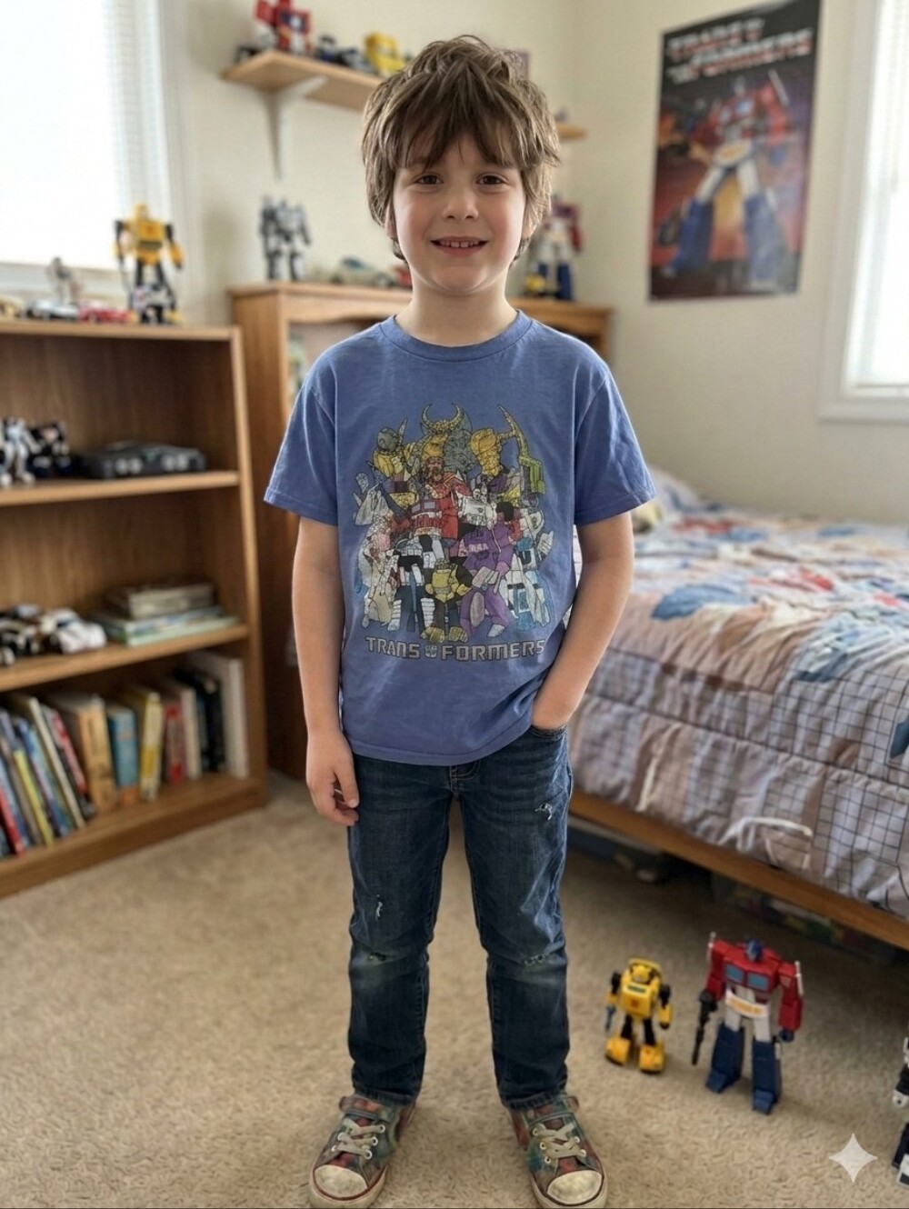 Transformers G1 Retro Distressed Graphic Tee Boys Size M 8-10
